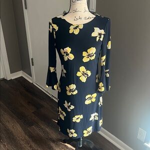 Tommy Hilfiger Floral Navy Dress with Yellow Accents
